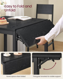 Songmics Space-Saving Dining Solution, Convertible Kitchen Table For Small Homes, Woodland Black And Ink Black - thumbnail 5