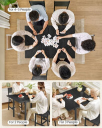 Songmics Space-Saving Dining Solution, Convertible Kitchen Table For Small Homes, Woodland Black And Ink Black - thumbnail 4