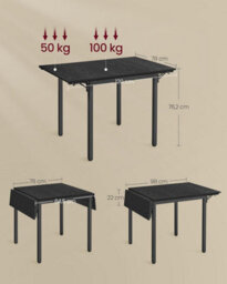Songmics Space-Saving Dining Solution, Convertible Kitchen Table For Small Homes, Woodland Black And Ink Black - thumbnail 2