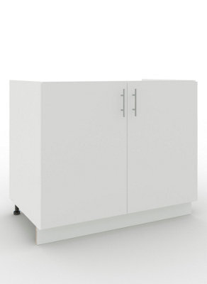Jd Greta Adjustable Legs Kitchen Sink Unit 1000mm Cabinet With Doors - White Matt - image 1
