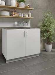 Jd Greta Adjustable Legs Kitchen Sink Unit 1000mm Cabinet With Doors - White Matt - thumbnail 2