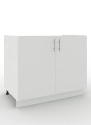 Jd Greta Adjustable Legs Kitchen Sink Unit 1000mm Cabinet With Doors - White Matt - thumbnail 1
