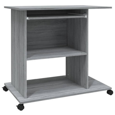 Berkfield Modern Computer Desk Grey Sonoma 80X50X75 Cm Engineered Wood