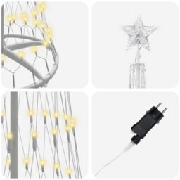 Vidaxl Led Christmas Tree With Stand Warm White 70 X 70 X 250 Cm Metal - thumbnail 6