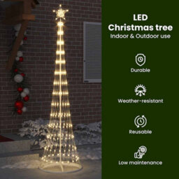 Vidaxl Led Christmas Tree With Stand Warm White 70 X 70 X 250 Cm Metal - thumbnail 7