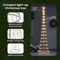 Vidaxl Led Christmas Tree With Stand Warm White 70 X 70 X 250 Cm Metal - thumbnail 8