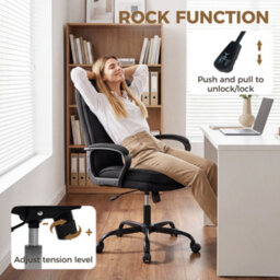 Homcom Fabric Office Chair, Computer Desk Chair For Home, Black - thumbnail 6