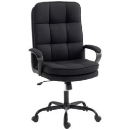 Homcom Fabric Office Chair, Computer Desk Chair For Home, Black - thumbnail 2