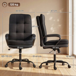 Homcom Fabric Office Chair, Computer Desk Chair For Home, Black - thumbnail 3