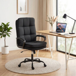 Homcom Fabric Office Chair, Computer Desk Chair For Home, Black - thumbnail 8