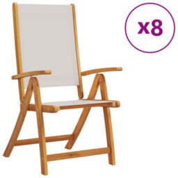 Berkfield Folding Garden Chairs 8 Pcs Solid Wood Acacia And Textilene - thumbnail 2