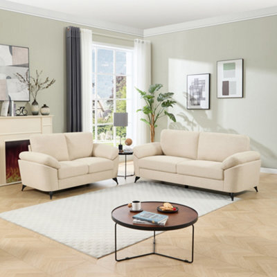 More4Homes Malmo Modern Scandi Style Fabric Living Room 2+3 Seater Sofa Set (Beige) - image 1