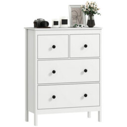 Homcom Modern Chest Of Drawers, 4 Drawer Dresser For Bedroom, White - thumbnail 2