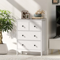 Homcom Modern Chest Of Drawers, 4 Drawer Dresser For Bedroom, White - thumbnail 9