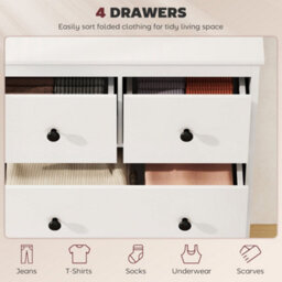 Homcom Modern Chest Of Drawers, 4 Drawer Dresser For Bedroom, White - thumbnail 4