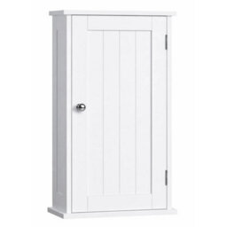 White Bathroom Wall Cabinet Storage Unit 1 Door Cupboard Mdf Wooden Shelves