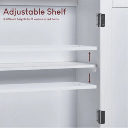 White Bathroom Wall Cabinet Storage Unit 1 Door Cupboard Mdf Wooden Shelves - thumbnail 4