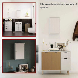 White Bathroom Wall Cabinet Storage Unit 1 Door Cupboard Mdf Wooden Shelves - thumbnail 5