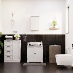 White Bathroom Wall Cabinet Storage Unit 1 Door Cupboard Mdf Wooden Shelves - thumbnail 6