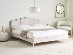 Beliani Bed Velvet Sauvian 160 X 200 Cm (Eu King Size) Off-White - thumbnail 2