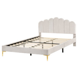 Beliani Bed Velvet Sauvian 160 X 200 Cm (Eu King Size) Off-White - thumbnail 4