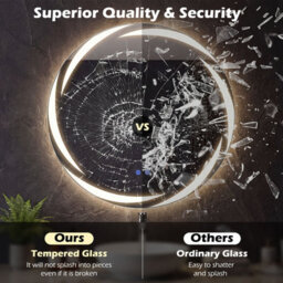Costway 70 Cm Round Led Bathroom Mirror Tempered Glass Wall Mirror Anti-Fog - thumbnail 8