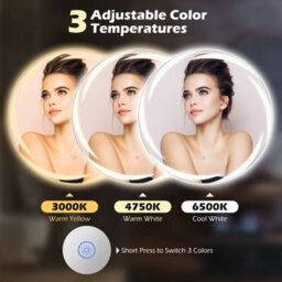 Costway 70 Cm Round Led Bathroom Mirror Tempered Glass Wall Mirror Anti-Fog - thumbnail 5