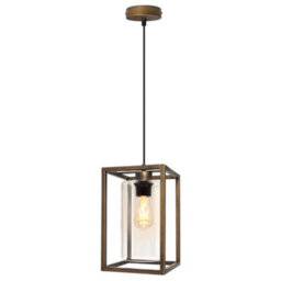 Long Life Lamps Company Vintage Antique Brass Box Lantern Ceiling Pendant Light M0155 - thumbnail 5