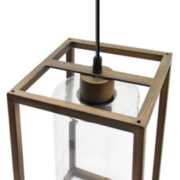Long Life Lamps Company Vintage Antique Brass Box Lantern Ceiling Pendant Light M0155 - thumbnail 6