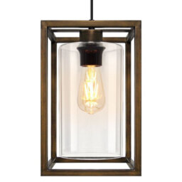 Long Life Lamps Company Vintage Antique Brass Box Lantern Ceiling Pendant Light M0155 - thumbnail 1