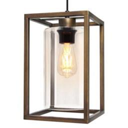 Long Life Lamps Company Vintage Antique Brass Box Lantern Ceiling Pendant Light M0155 - thumbnail 3