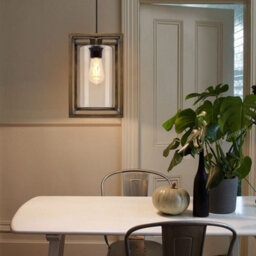 Long Life Lamps Company Vintage Antique Brass Box Lantern Ceiling Pendant Light M0155 - thumbnail 9