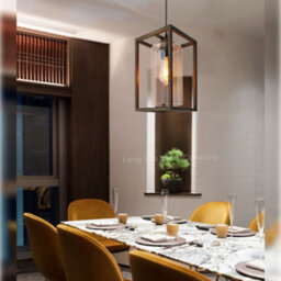 Long Life Lamps Company Vintage Antique Brass Box Lantern Ceiling Pendant Light M0155 - thumbnail 8