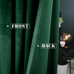 Moonlight Bedding Velvet Ring Top Curtains- Fully Lined Dim Out Blackout Pair, Ultra Soft Thermal Curtains (Emerald, 46 X 54 Inch) - thumbnail 3