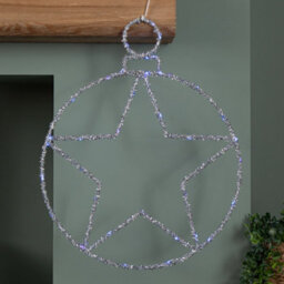 Samuel Alexander 49Cm Battery Powered Light Up Christmas Silver Star Ball With Twinkling Blue Leds - thumbnail 3