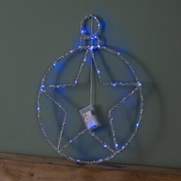 Samuel Alexander 49Cm Battery Powered Light Up Christmas Silver Star Ball With Twinkling Blue Leds - thumbnail 6