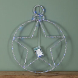 Samuel Alexander 49Cm Battery Powered Light Up Christmas Silver Star Ball With Twinkling Blue Leds - thumbnail 5