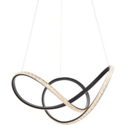 Loops Hanging Ceiling Pendant Light - Textured Black & Clear Faceted Acrylic - 42W Led (Smd 2835) Warm White