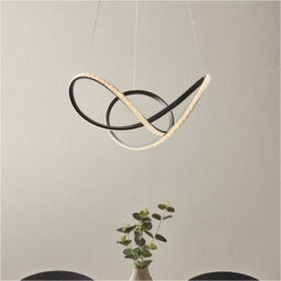 Loops Hanging Ceiling Pendant Light - Textured Black & Clear Faceted Acrylic - 42W Led (Smd 2835) Warm White - thumbnail 3