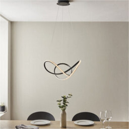 Loops Hanging Ceiling Pendant Light - Textured Black & Clear Faceted Acrylic - 42W Led (Smd 2835) Warm White - thumbnail 4