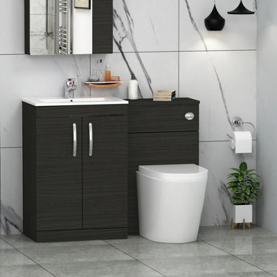 Royal Bathrooms Turin 1100mm Hale Black 2-Doors Minimalist Basin With Cesar Back To Wall Toilet Pack - image 1