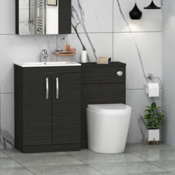 Royal Bathrooms Turin 1100mm Hale Black 2-Doors Minimalist Basin With Cesar Back To Wall Toilet Pack - thumbnail 1