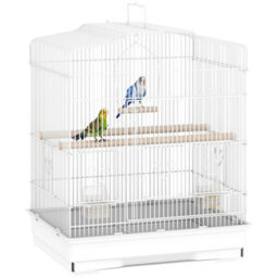 59Cm Large Bird Cage With Perches, Food Bowls, Swing, White - thumbnail 3