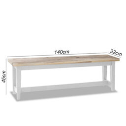 Statement Furniture Florence Solid Acacia Hardwood Dining Bench 140Cm - White - thumbnail 2