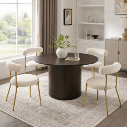 Ohs Madison Ribbed Round Dining Table Wood Effect - Dark Wood - thumbnail 1