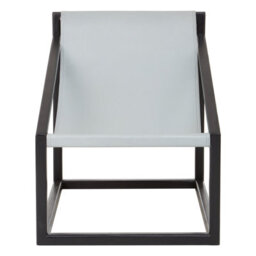 Orsina Luxe Grey Cubic Frame Chair For Reading,teak Wood Accent Chair,leather Sling Lounge Chair,grey Patio Chair