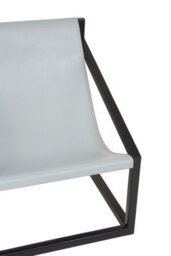 Orsina Luxe Grey Cubic Frame Chair For Reading,teak Wood Accent Chair,leather Sling Lounge Chair,grey Patio Chair - thumbnail 5