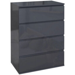 Homcom Bedroom Chest Of Drawers, High Gloss 4 Drawers Dresser, Grey - thumbnail 1