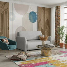 Viva Sun Iii Sofa Bed With Sleeping Function And Bedding Storage Metal Legs Chipboard Frame 150X103X85Cm Light Grey - thumbnail 2