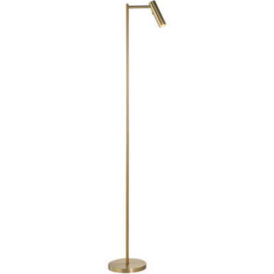 Loops 1250mm Floor Lamp - Warm Brass Modern Sofa Reading - Standing Led Light Base & Shade - image 1
